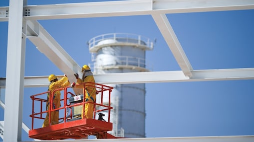Engineers on crane maintenance work